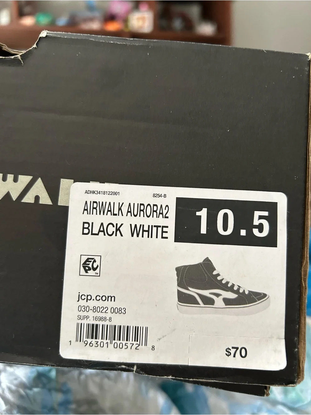 Airwalk Black and White High-Top Sneakers, 10.5